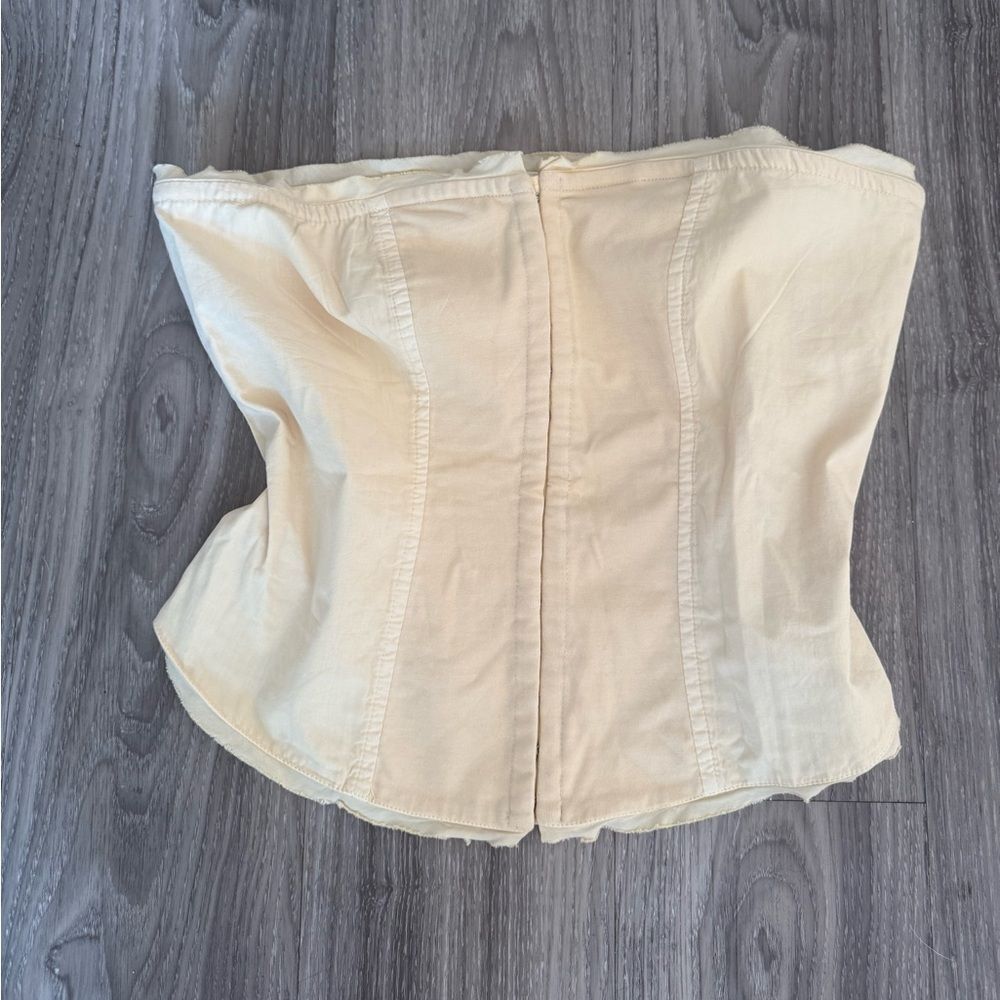 Free People just a minute peach Cream Strapless corset tube Top S